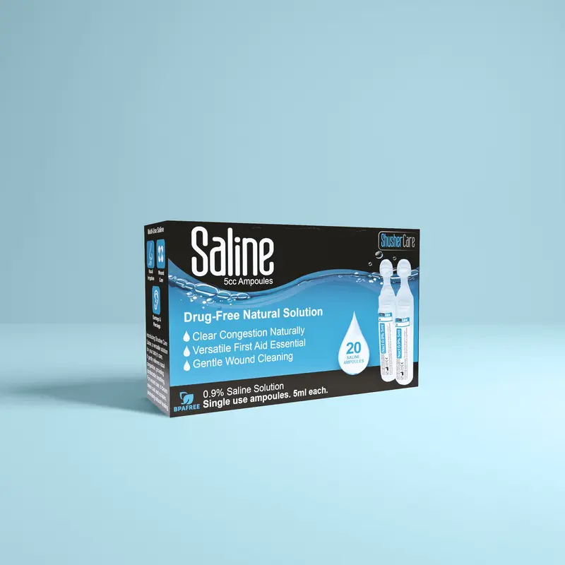 Shusher Care Saline Ampoules – Sterile Single-Use Saline Solution for Nasal, Wound & Piercing Care