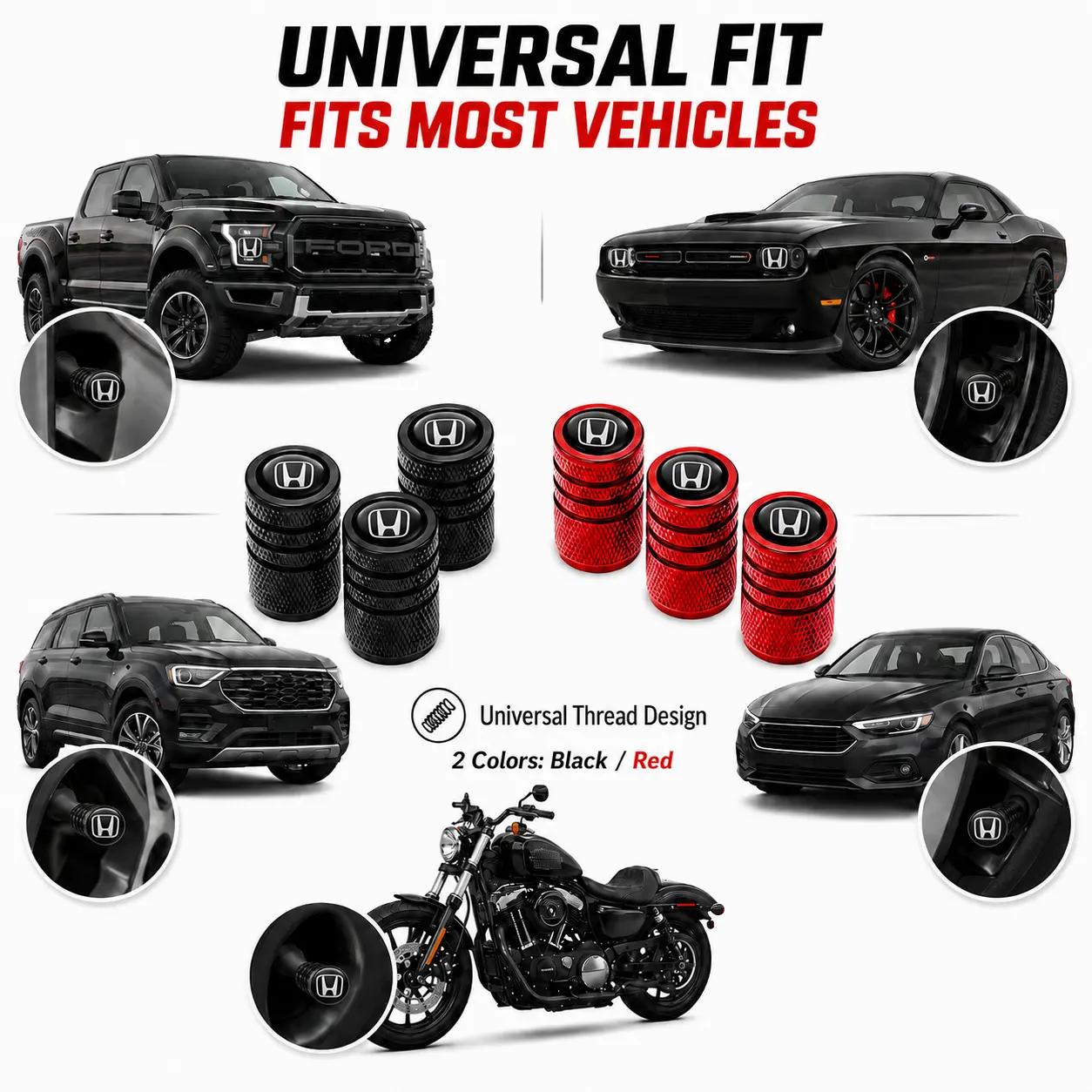 MONKEY KING Premium Custom Logo Aluminum Tire Valve Caps for Honda Civic, CR-V, Accord & Most Cars - High-Strength Metal, Dustproof Valve Protection, Quick Install, Sporty Style Upgrade MONKEY KING Premium Custom Logo Aluminum Tire Valve Caps for Honda Civic, CR-V, Accord & Most Cars - High-Strength Metal, Dustproof Valve Protection, Quick Install, Sporty Style Upgrade