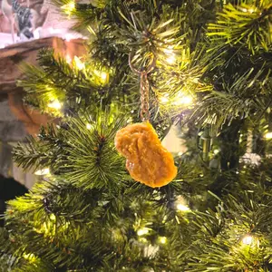 Chicken Nugget Keyring - Joke Funny Tree Ornament Novelty Keychain Birthday Gift