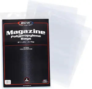 BCW Magazine Bags - 1 Pack of 100 | Acid-Free, Crystal Clear Polypropylene Sleeves for Archival-Quality Storage of Collectible Magazines | Protect and Showcase Your Valuable Comic Book Collection