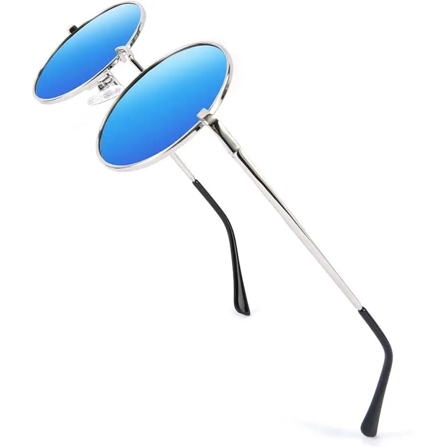 FEISEDY Steampunk Retro Round Polarized Sunglasses Women Men Metal Glasses B2528