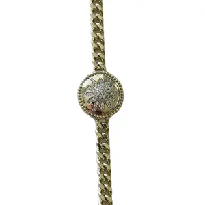 Xuping Sun Bracelet Laminated Gold Daily Use Cuban Link 7.3 Inches Long with Extension to 9 Inches Jewelry