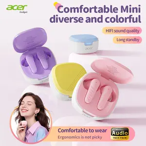 acer OHR503 Mini cute corlorful Wireless Earbuds - Wireless Stereo, In-Ear Noise-Canceling, Extra Long Battery Life,  Latest Model, 30h Standby Time, Comfortable Wear, Noise Isolatio ear headphone Headset Audio Electronic Silicone Pink