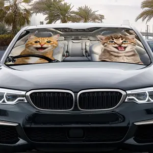 Cat Lovers Fun Driving Gift Windshield Sun Shade, Cute Cartoon Kitty Summer Car Shades for Front Windows Foldable, Portable for RV SUV, Front Placement, UV Protection, Easy Installation, Car Interior Accessories, Car Accessory, Car Decor