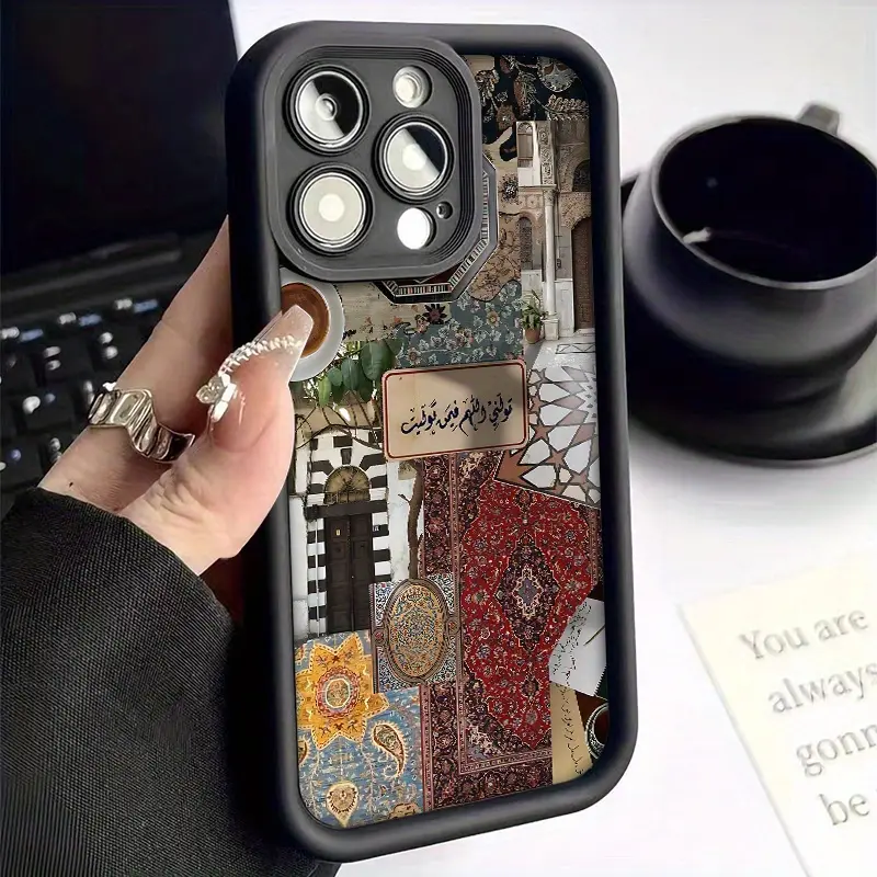 Arabic design  shockproof and drop-resistant TPU Case for iPhone 17 Pro Max 16 16e 15 14 Plus 13 12 Mini 11 Air X XS Straight Edge Drop-Resistant Rugged Durable Cover Shell Gift 2D printing