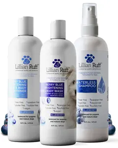 Lillian Ruff Berry Blue Brilliance Shampoo, Conditioner and Face Wash for Dogs Bundle – Blueberry, Made in USA (16 oz, Pack of 3)​