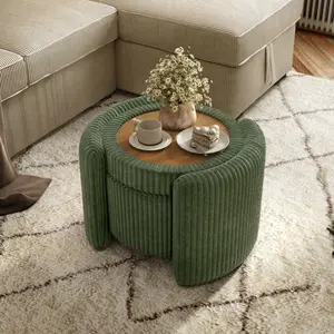 24/7 Shop at Home Modern Flip-Top Chenille Storage Ottoman with 25-Inch Round Design Plush Seating and Hidden Storage