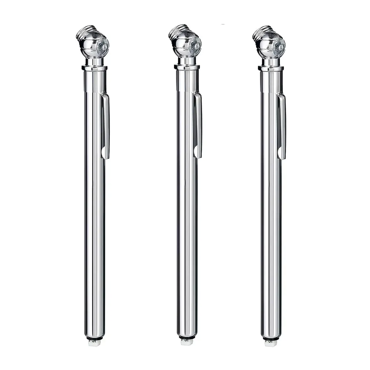 Pencil Tire Pressure Gauge 10-75PSI Stainless Steel Body Metal Nozzle 3 Measurements for Vehicles 3 Pack Battery-Free Operation