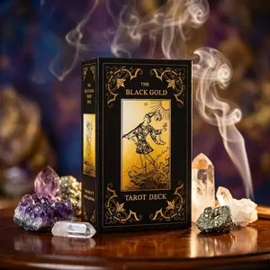 The Black Gold Tarot Deck - Gilded Learning Tarot Cards with Keywords, Meanings, and more