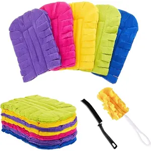 360° Electrostatic Duster Refills - Washable & Reusable, High-Density Microfiber, Fits Most Standard Duster Handles, for Home Office Car High Adsorption Duster (1 Handle + 6 Refills)