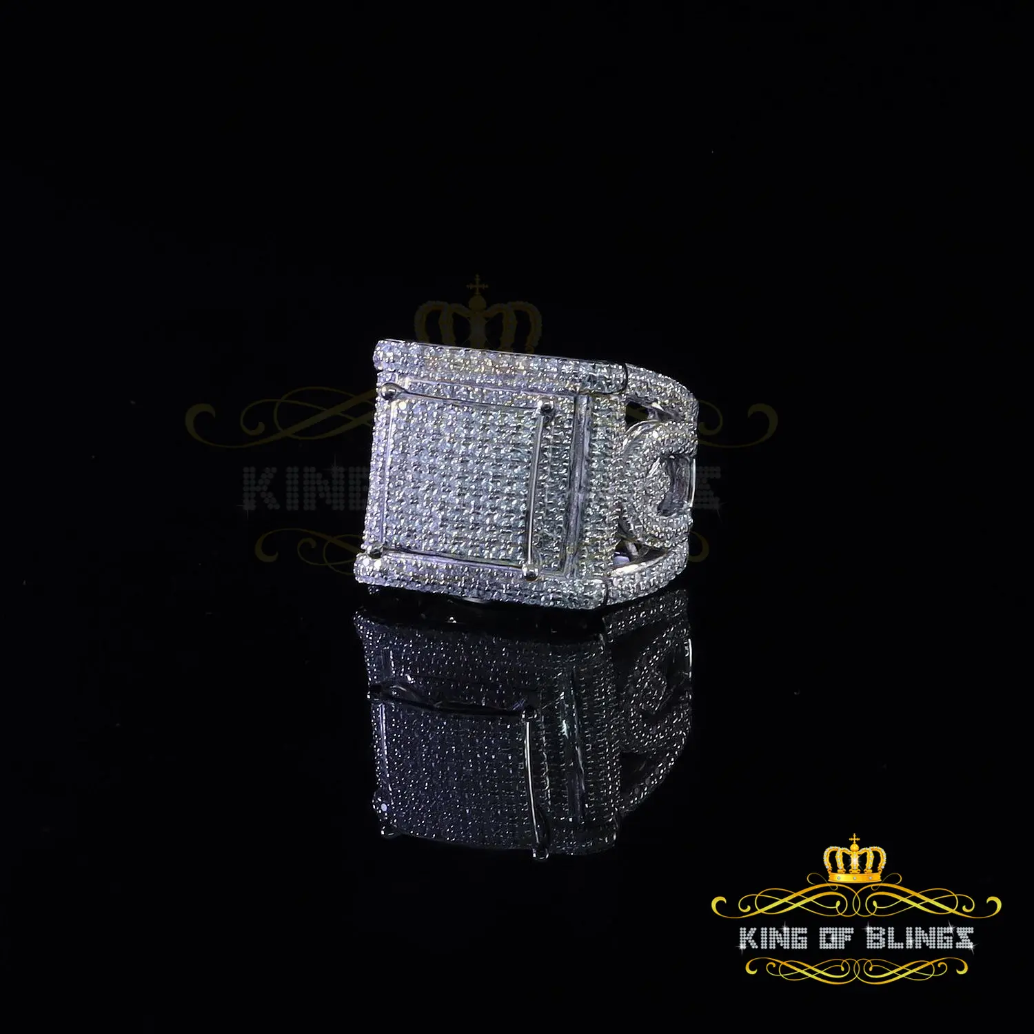 King Of Bling's925 Sterling 5.00ct Cubic Zirconia White Silver Square Womens /Men's Ring Size9