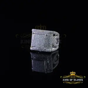 King Of Bling's925 Sterling 5.00ct Cubic Zirconia White Silver Square Womens /Men's Ring Size9