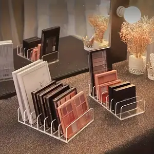 1Pc 7-Compartment Clear Acrylic Makeup Organizer, Transparent Desktop Cosmetic Storage Holder for Eyeshadow Palettes, Elegant Vanity Tray Gift for Women Girls