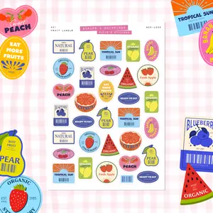 Fresh Fruit Labels • Junk Journal Sticker Sheet • Scraps & Snippings • Scrapbook Stickers • Vision Board • Retro Ephemera Aesthetic