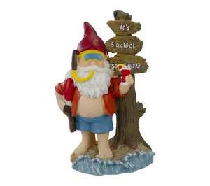 Northlight 10.5" Red and Blue Beach Gnome Garden Statue