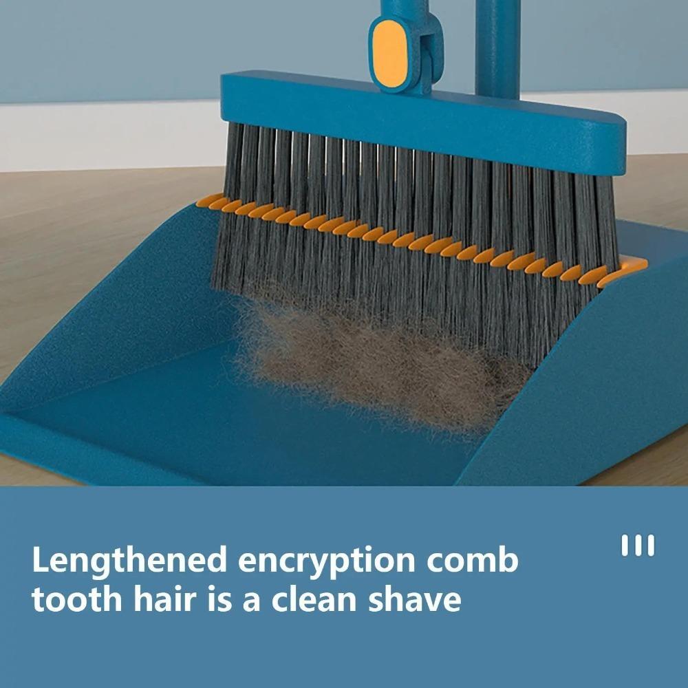 2pcs Long Handle Broom & Dustpan Set – Rotatable Floor Sweeper for Bathroom, Home,  Kitchen, Wood Floor & Pet Hair Cleaning