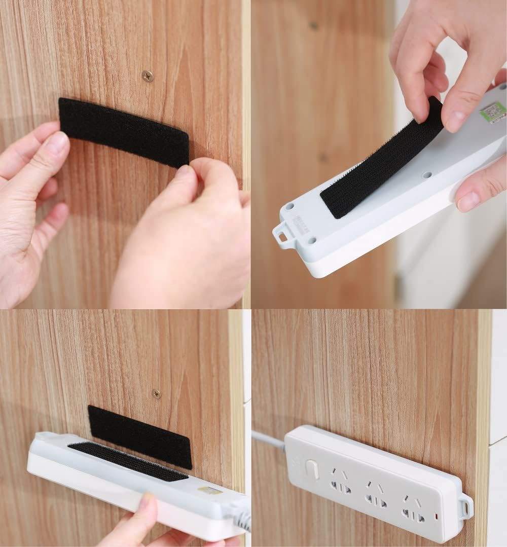 20 Sets Hook and Loop Fastener Strips with Adhesive Double Sided Sticky Tape for Wall Mounting Picture Home Office Use