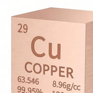 Pure Copper Cube 2" 99.95% High-Purity Engraved Element Details Educational Tool for Science Lovers & Collectors