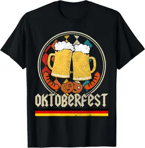 [100% Cotton]Oktoberfest Vintage Retro Germany Flag Munich Bavaria T-Shirt