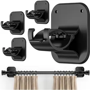 Apartment Dorm Farmhouse Decor No Drill Curtain Rod Brackets 40LB-Renter Friendly Housewarming Men  Adhesive Hooks No Drilling Holder for  Classroom Drapes Rv Over Blinds Hangers