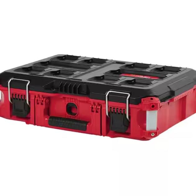 Milwaukee PACKOUT 22 in. Medium Red Tool Box with 75 lbs. Weight Capacity - Heavy Duty Storage Organizer