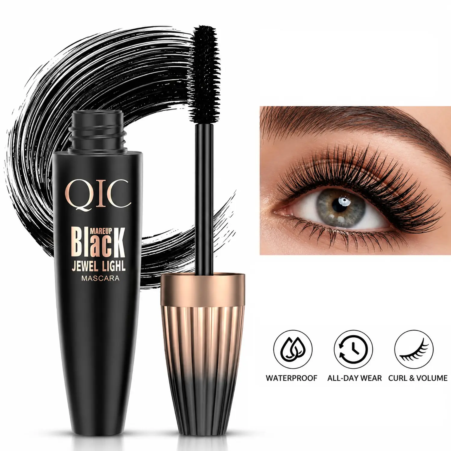 4D Fiber Lash Mascara - Ultimate Volume & Length, 24H Waterproof Long Lasting Wear, Smudge-Proof Lift for False Lash Look bottom