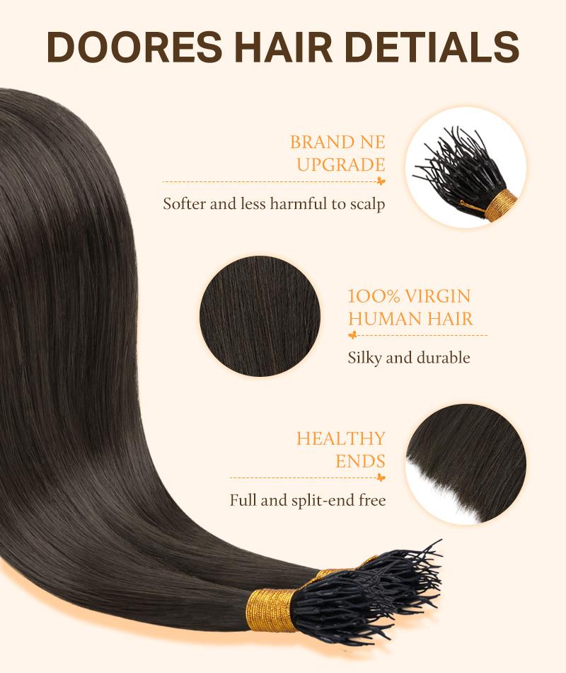 Doores Softbond Hair Extensions 16-24inch 50g Real Human Hair Invisible Women Natural for Daily Use