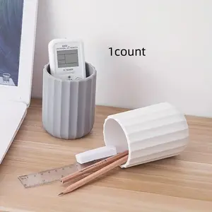 Silicone Pen Holder, 1 Count Vertical Striped Pen Holder, Desktop Storage Box, Durable Office Accessories for Home Office School