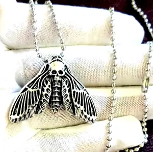 Moth butterfly skull.horror hot Necklace