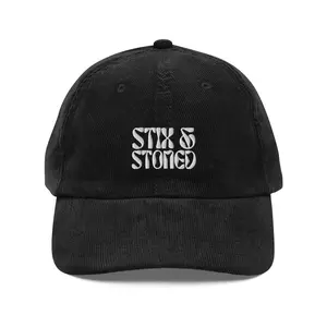Stix and Stoned Embroidered Vintage Corduroy Cap – Retro Cool Meets Modern Edge
