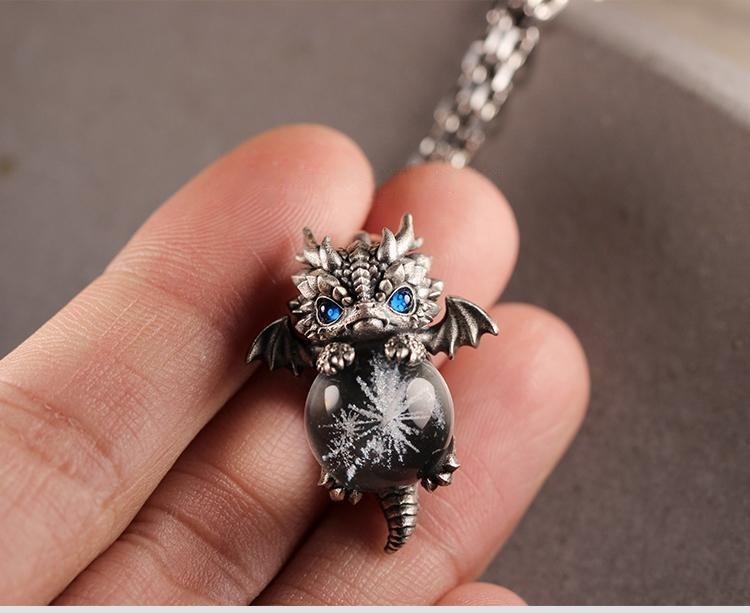 Cute Dragon During Retro Exquisite Couple Sterling Silver Necklace During Party Fashion July, Daily Clothing Decoration