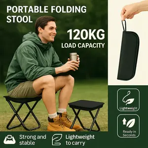 Foldable Travel Chair, Compact Strong Seat for Camping, Fishing, Outdoor Use, Stable No Shake Design, Portable Camp Chair