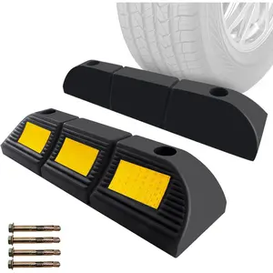 Parking Stopper for Garage Floor, Heavy Duty Rubber  Wheel Curb Stoppers Bumpers Block for Your , Parking Aid Gadgets Tire Stops for  Garage Wall, Parking Lot & Driveway 2 count