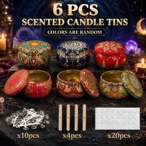 JANCHUN 6PCS Scented Candle Tins Set, Decorative Metal Aromatherapy Candles, Assorted Fragrance Candles in Vintage Embossed Gift Boxes, Home Decor & Relaxation Gift (Colors Random)