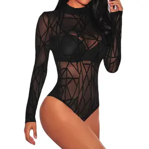 Women's Sheer Mesh Solid Midnights Chevron Bodysuits Music Festival Sexy Tops,long sleeve, short sleeve, sleeveless,Turtleneck See Through Slim Fit Blouse,Bodysuit  Dance Clothing Black Womenswear,Soft Basic Breathable Party Underwear Leotard Minimalist