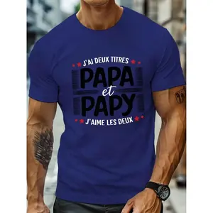 Papa PAPY Graphic Tee for Men - Casual Crew Neck, Short Sleeve, Lightweight & Comfy Summer T-Shirt, Print, Top