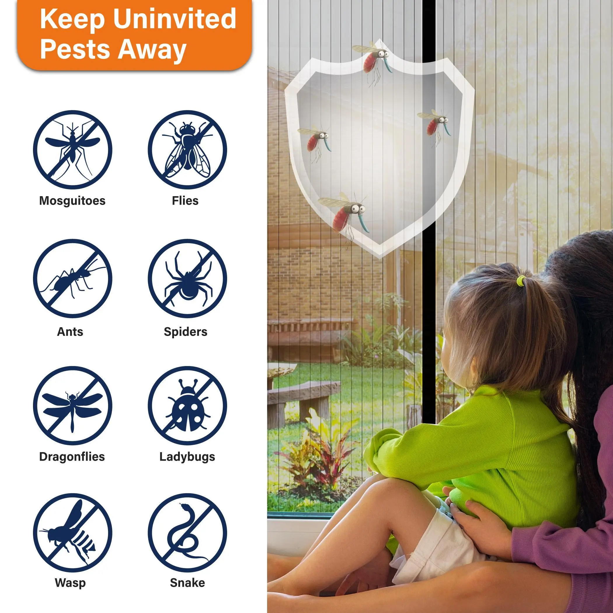 Magnetic Screen Door,Self Sealing Magnets, Easy Install Screen Doors with Magnets,Pet & Kid Friendly