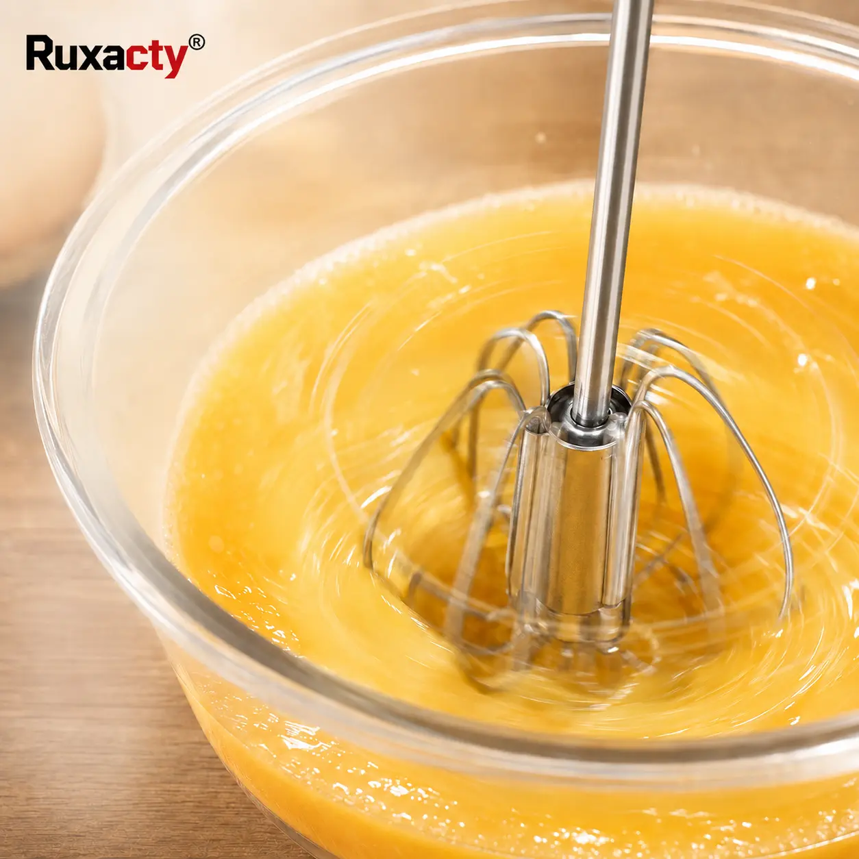 Ruxacty Stainless Steel Hand Push Rotary Whisk - Semi-Automatic 9-Wire Head Utensil, Kitchen Accessory for Eggs, Cake Baking, Easy-to-Clean Manual Mixing Tool