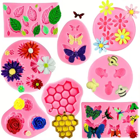 Butterfly Flower Insect Honeycomb Leaf Handmade Silicone Mold, Multi-Shape Decorative Baking Clay Drip Glue Mould, Craft Supplies, Silicone Molds For Crafts