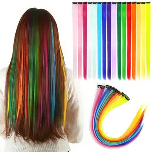10Pcs Clip-In Hair Extensions 22 inch Long Synthetic Hairpieces for Women Girls Party Music Festival Cosplay Halloween Easy to Use Versatile Hair Accessories