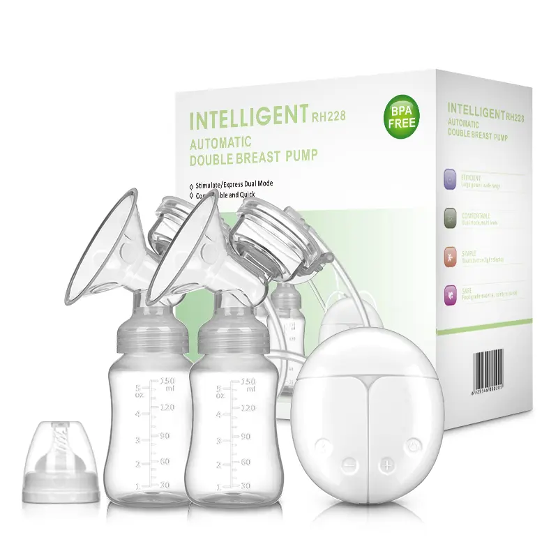 Electric Breast Pump USB Powered with 2 Milk Bottles, Dual Side Suction, Portable and Efficient, Ideal for Nursing Mothers, Breastfeeding Pump