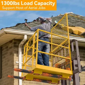 OEDRO Forklift Safety Cage, 43"x45" Forklift Man Basket,1300lbs Capacity Forklift Work Platform, Forklift Aerial Platform 2-Man Collapsible Lift Basket for Lifting Loader