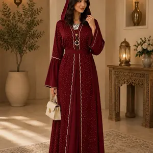 #7 Women's Dubai Luxury Abaya Set with Matching Hijab and Belt
