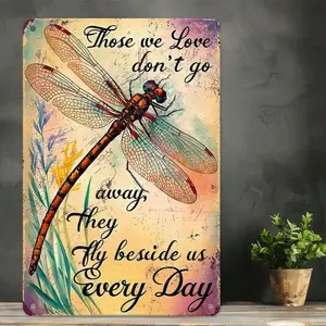 Vintage Metal Sign Dragonfly & Quote Nature Decor High-Quality Tin 8x12 Inches 20x30 Cm Wall Hanging Iron Multicolor Memorial Decor for Living Room Office Bedroom Home metal wall sign Vintage Metal Tin Sign home decor plaque funny bar sign