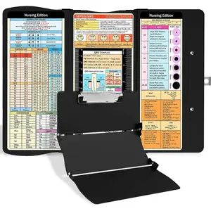 Clipboard Foldable Nurse Clipboard:  Folding Clipboards with  Edition Cheat Sheets Pocket Size Foldable Clipboard for  Clinical Clipboards for Students Doctors Black
