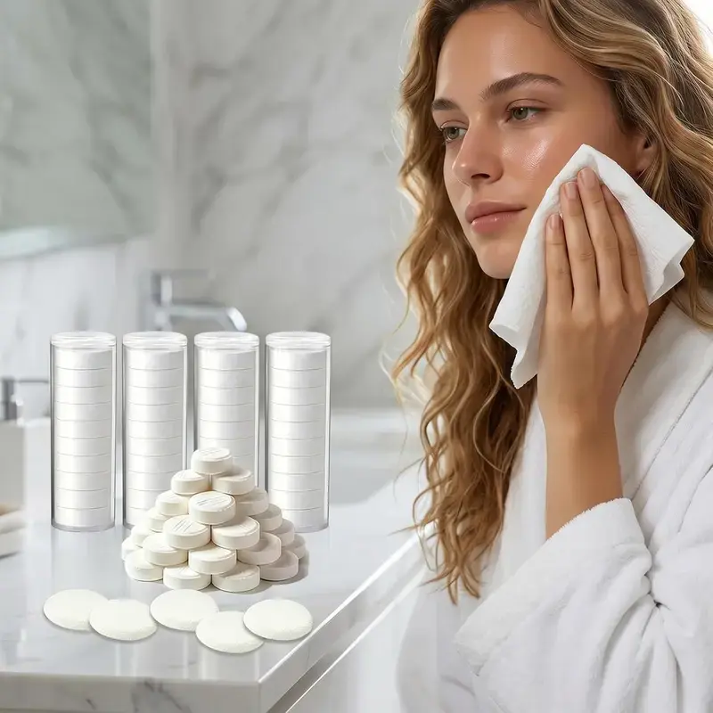 Portable disposable face towels, 60 sheets per pack, SPA-grade soft compressed towels, compatible with heaters, can be used for makeup removal, smart heater hot towel refill pack, home SPA facial hot towels.