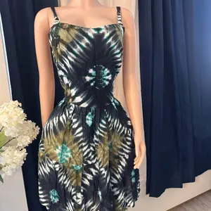 Gorgeous Cotton Mini Dress with Tie-Dye Pattern and Adjustable Straps for a Comfortable Fit