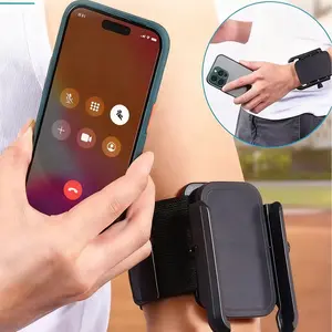 Wristband Phone Holder For Running/Cycling, 360°Rotation & Detachable Sports Armband, Wrist Brace Support, Adhesive, Adjustable, Fit, Rotate To Unlock/Lock, For Most Phone Models