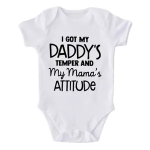 “I Got My Daddy’s Temper and My Mama’s Attitude” Baby Onesie & Bodysuit – Funny Infant Clothing for Boys & Girls, Cute Baby Shower Gift, Hilarious Toddler Tee