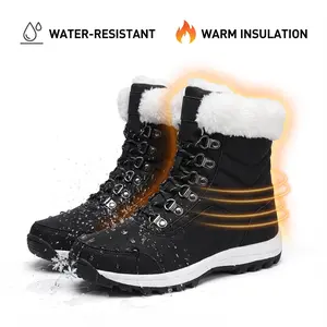 Winter Women's Snow Boots Furry Water-Resistant Warm Insulation Comfortable Footwear for Bridal & Bedroom Wear Shoe Walking Shoes Girl Tactical Pu Bota Pedal lace-up snow boot baggy  shoes